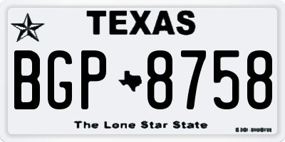 TX license plate BGP8758