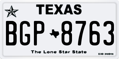 TX license plate BGP8763