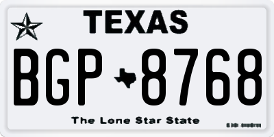 TX license plate BGP8768