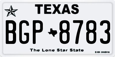TX license plate BGP8783