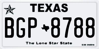 TX license plate BGP8788