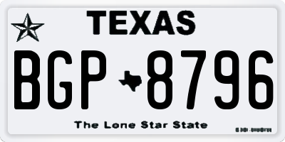 TX license plate BGP8796