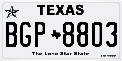 TX license plate BGP8803