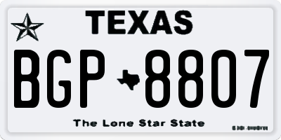 TX license plate BGP8807