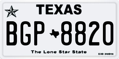 TX license plate BGP8820