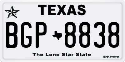 TX license plate BGP8838