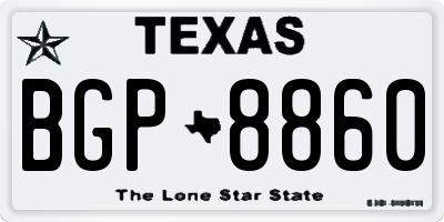 TX license plate BGP8860