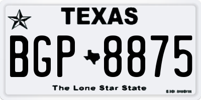 TX license plate BGP8875