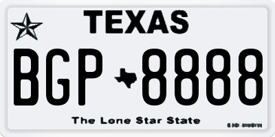 TX license plate BGP8888