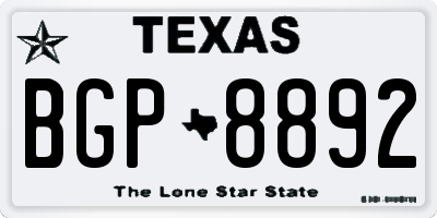 TX license plate BGP8892