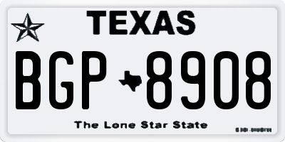 TX license plate BGP8908