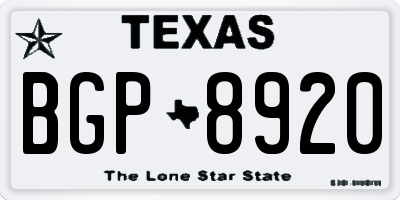TX license plate BGP8920