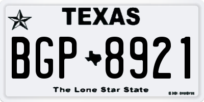 TX license plate BGP8921