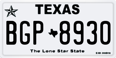 TX license plate BGP8930