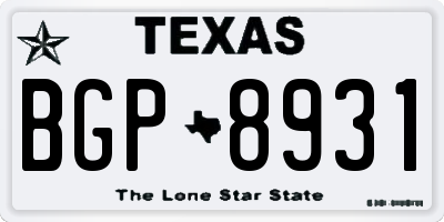 TX license plate BGP8931