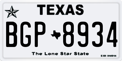 TX license plate BGP8934