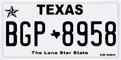 TX license plate BGP8958