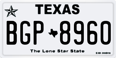 TX license plate BGP8960