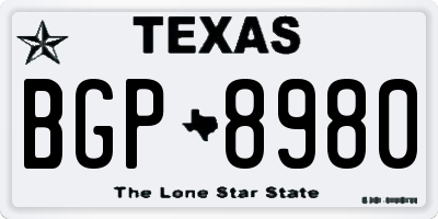 TX license plate BGP8980