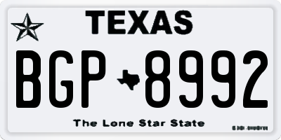 TX license plate BGP8992