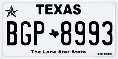 TX license plate BGP8993