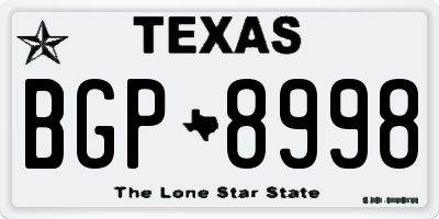 TX license plate BGP8998