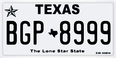 TX license plate BGP8999