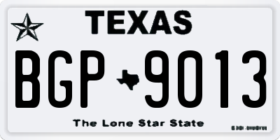 TX license plate BGP9013