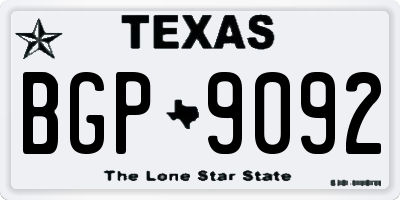 TX license plate BGP9092