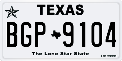 TX license plate BGP9104