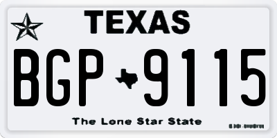 TX license plate BGP9115