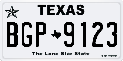 TX license plate BGP9123