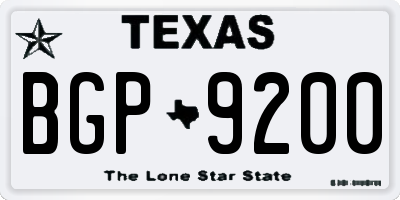 TX license plate BGP9200