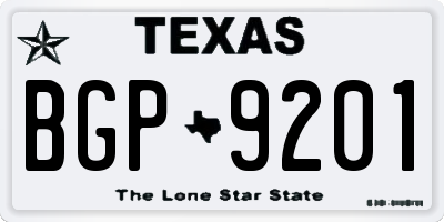TX license plate BGP9201