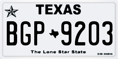 TX license plate BGP9203