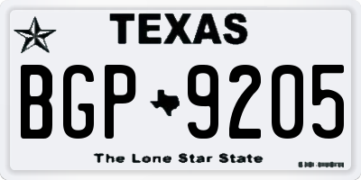 TX license plate BGP9205