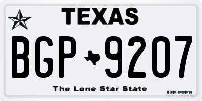 TX license plate BGP9207
