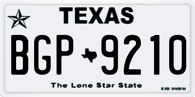 TX license plate BGP9210