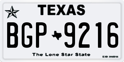 TX license plate BGP9216