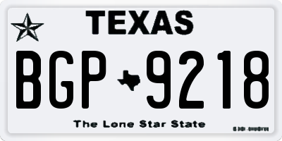 TX license plate BGP9218