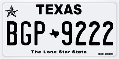 TX license plate BGP9222