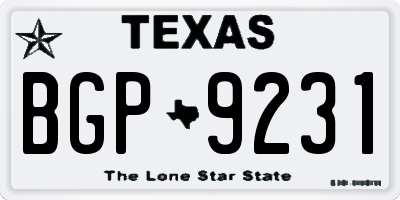 TX license plate BGP9231
