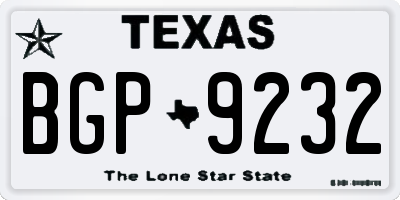 TX license plate BGP9232