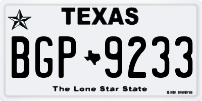 TX license plate BGP9233
