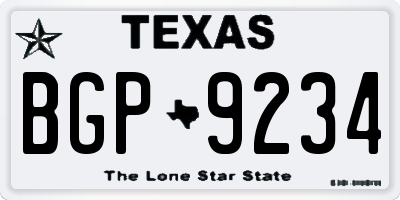 TX license plate BGP9234