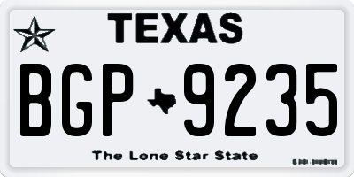 TX license plate BGP9235