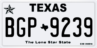 TX license plate BGP9239