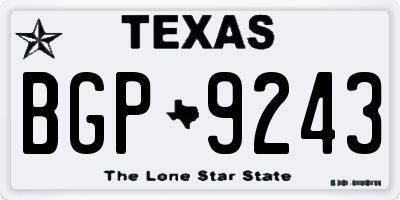 TX license plate BGP9243