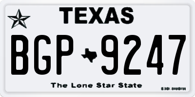 TX license plate BGP9247