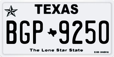 TX license plate BGP9250